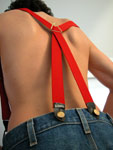 shirtless in suspenders